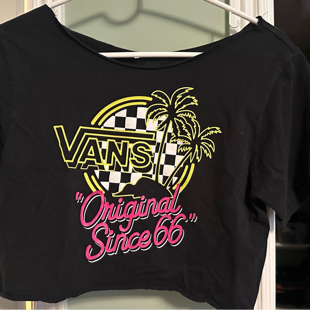 Vans Black Altered Crop Top with Graphic Print